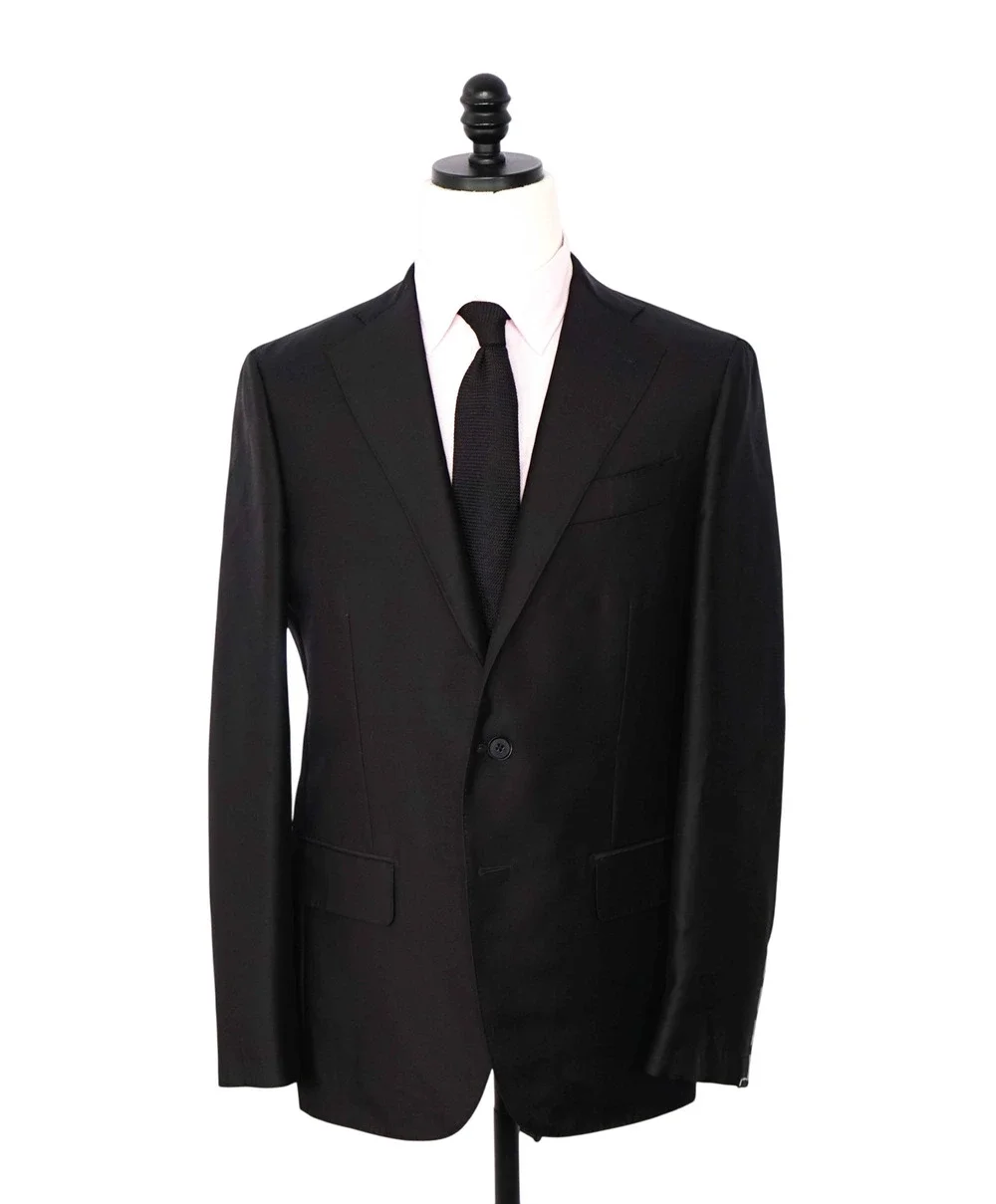 $1,495 EIDOS By ISAIA - Black PURE SILK Blazer - 40R